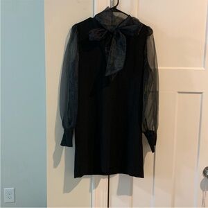 Black organza sleeve dress